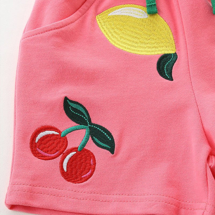 Cute Cherry Lemon Kids Pink Shorts