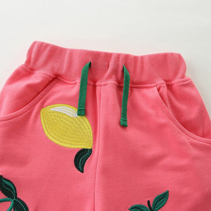 Cute Cherry Lemon Kids Pink Shorts