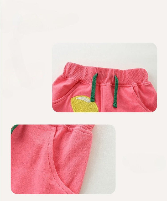Cute Cherry Lemon Kids Pink Shorts