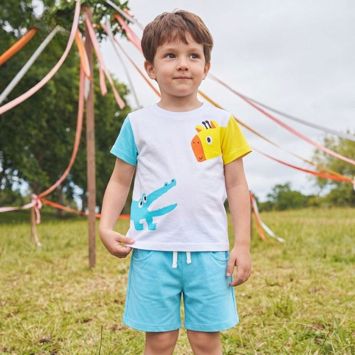 Cute Giraffe & Crocodile Print Kids Summer Set