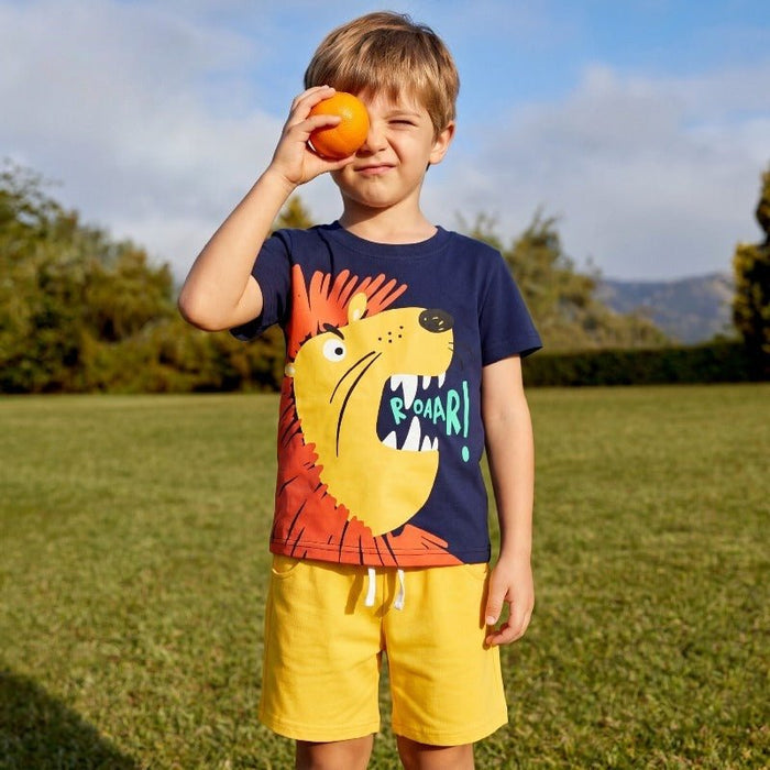 Cute Lion Design Top with Matching Shorts Set