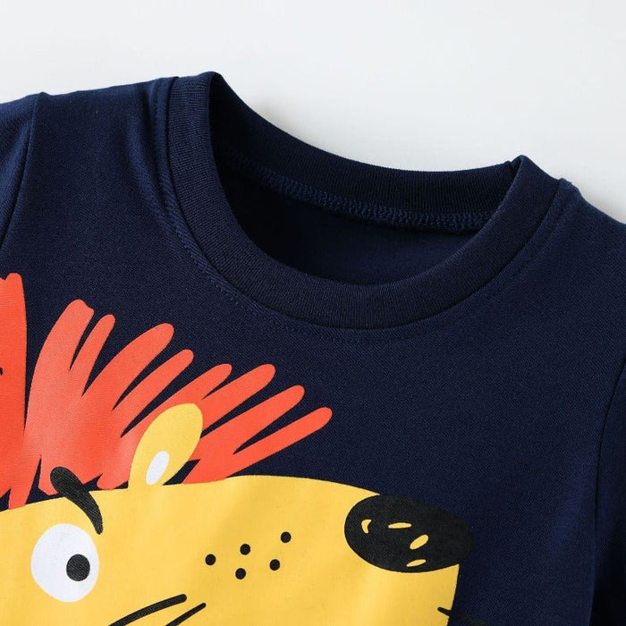 Cute Lion Design Top with Matching Shorts Set