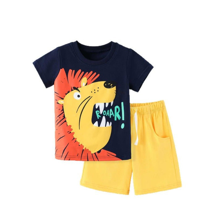 Cute Lion Design Top with Matching Shorts Set