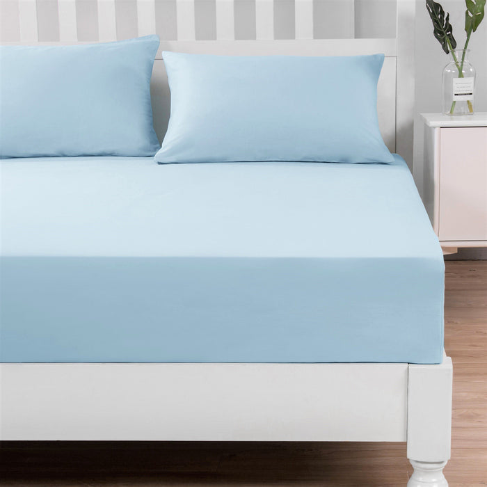 DaDa Bedding Seafoam Blue Cotton Fitted Sheet Set-1