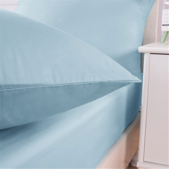 DaDa Bedding Seafoam Blue Cotton Fitted Sheet Set-4