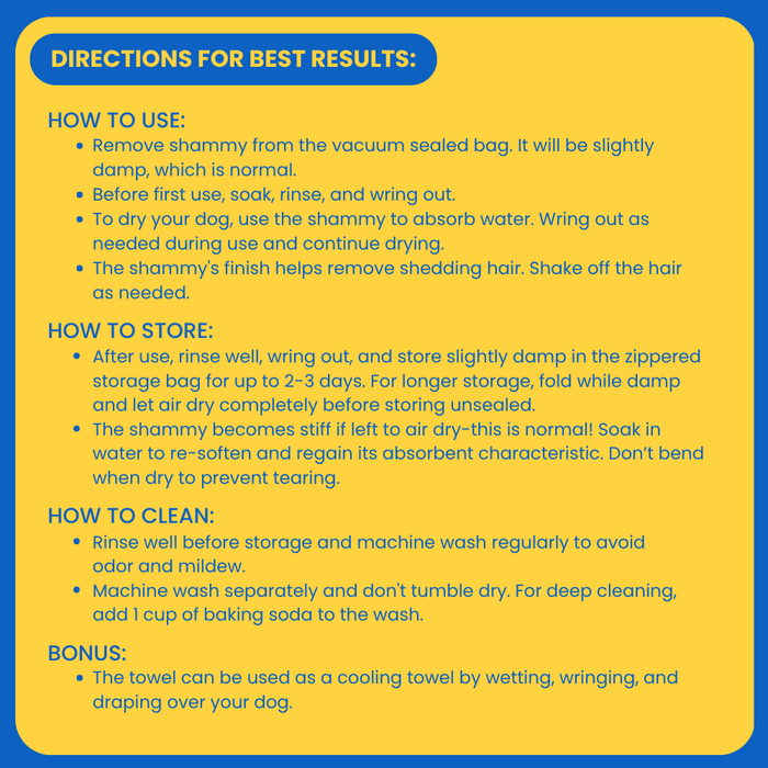 Damp-Use Dog Shammy — 34 × 26 Inches