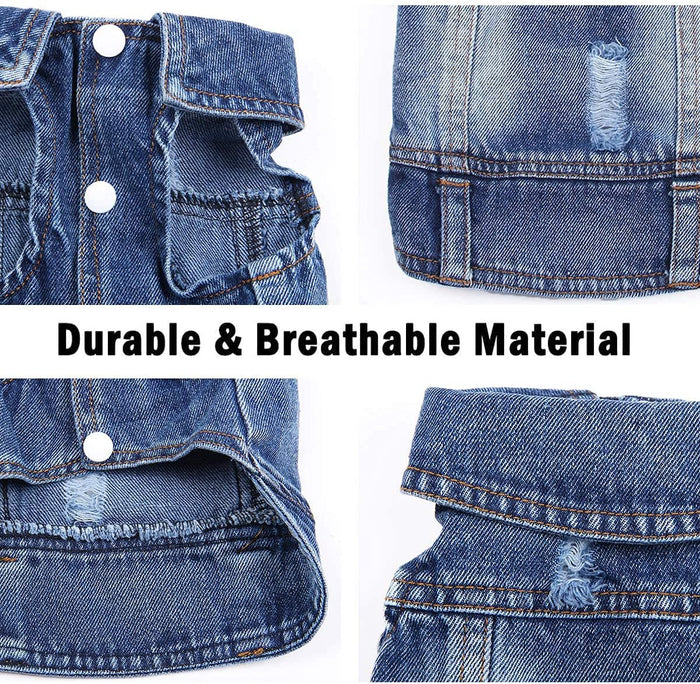 Denim Dog Jacket — Blue Snap-Button Vest