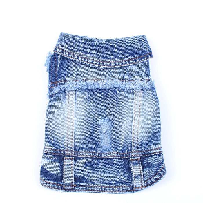 Denim Dog Jacket — Blue Snap-Button Vest