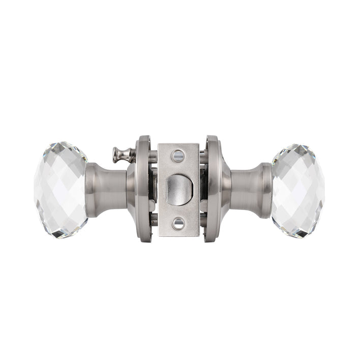 Diamond Crystal Glass Door Knobs with Satin Nickel Round Rosette, Privacy/Passage Door Lock DLC10SN - Probrico