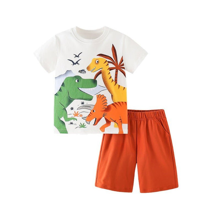 Dino Squad Adventure Graphic Print T-Shirt Set