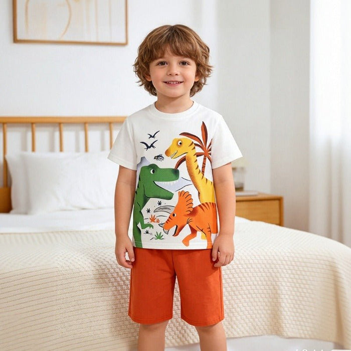 Dino Squad Adventure Graphic Print T-Shirt Set