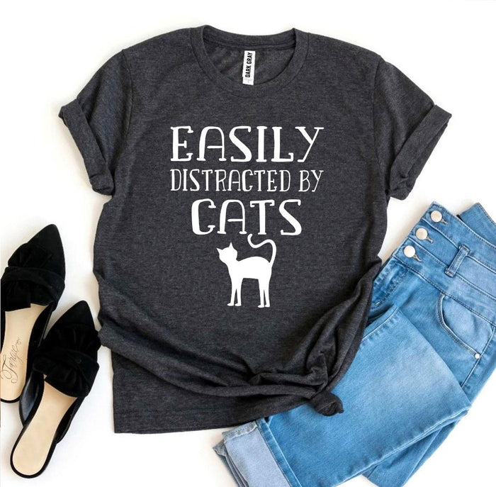 Distracted by Cats Silhouette Tee