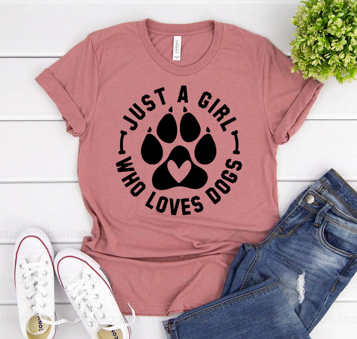 Dog-Loving Girl Paw-Heart Tee