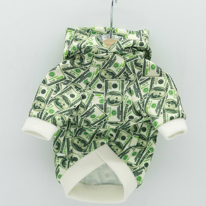 Dollar-Print Dog Hoodie