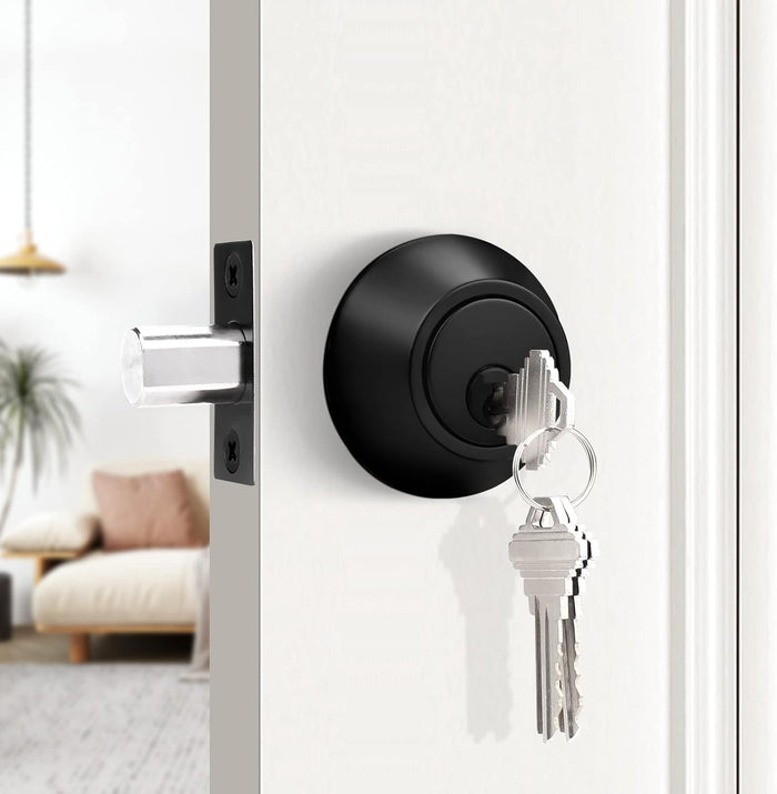 Double Cylinder Deadbolts with Key on Both Side, Keyed Entry Door Lock Black Finish DLD102BK-Combo