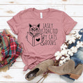 Easily Distracted By Cats And Books Shirt