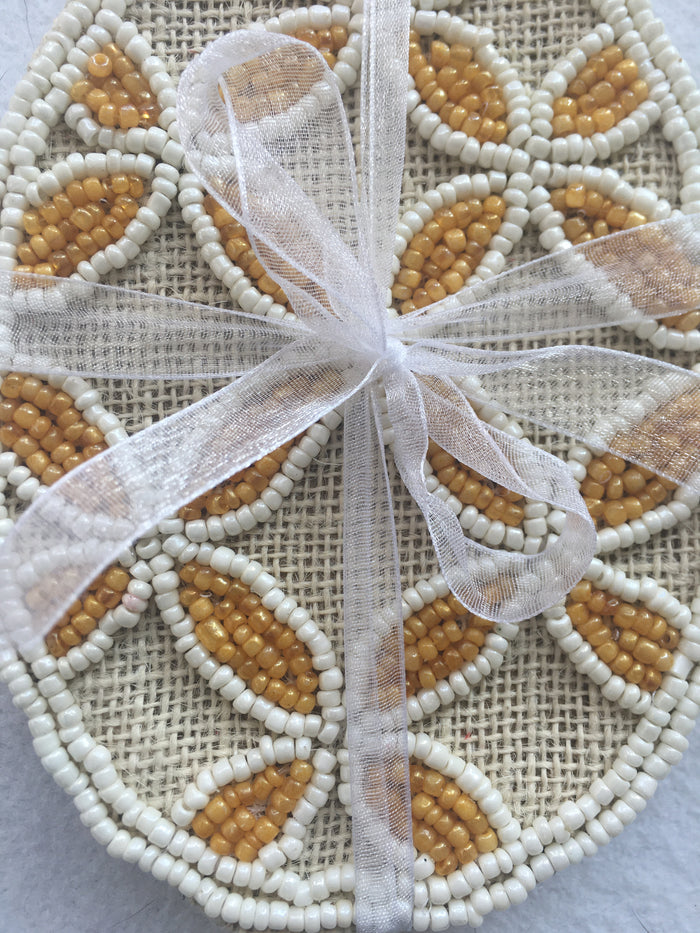 Easter Egg Shaped Beaded Coaster Set