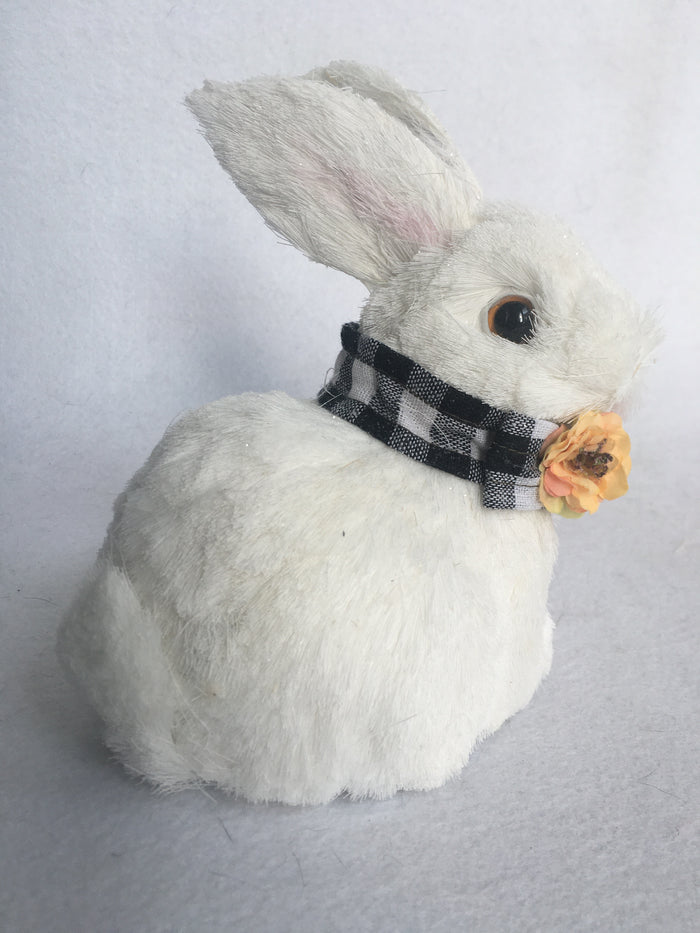 Easter White Sisal Bunny With Flower Collar