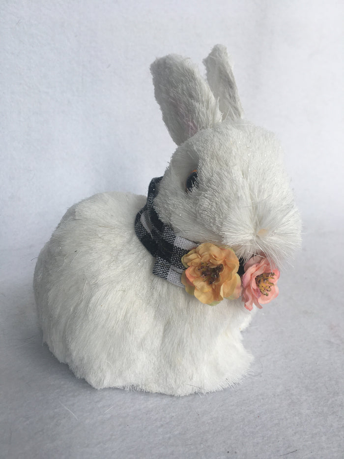 Easter White Sisal Bunny With Flower Collar