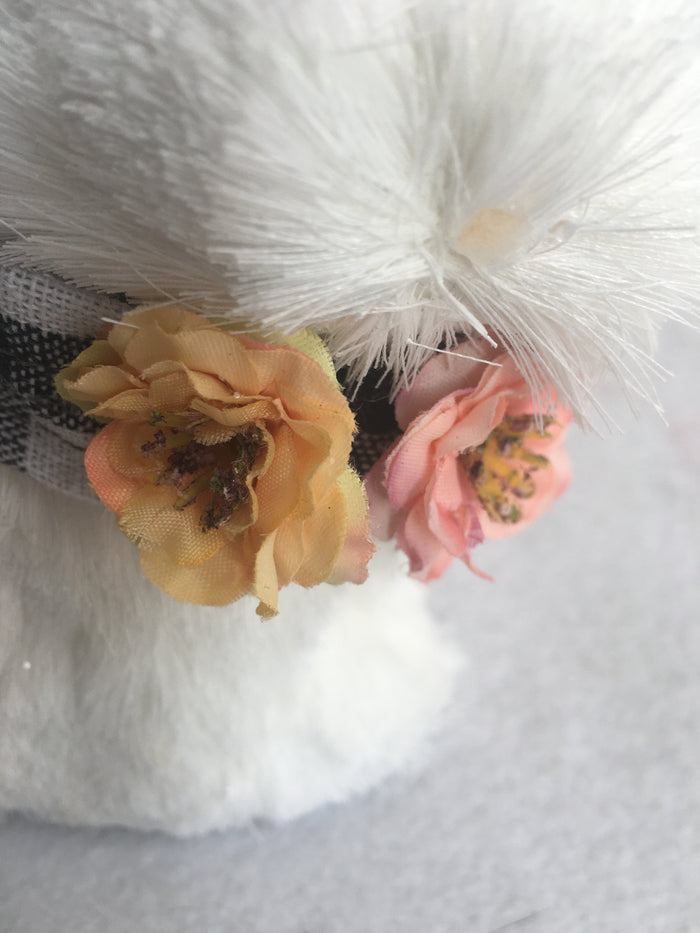 Easter White Sisal Bunny With Flower Collar
