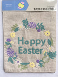 Easter Wreath of Flowers With Happy Easter Table Runner