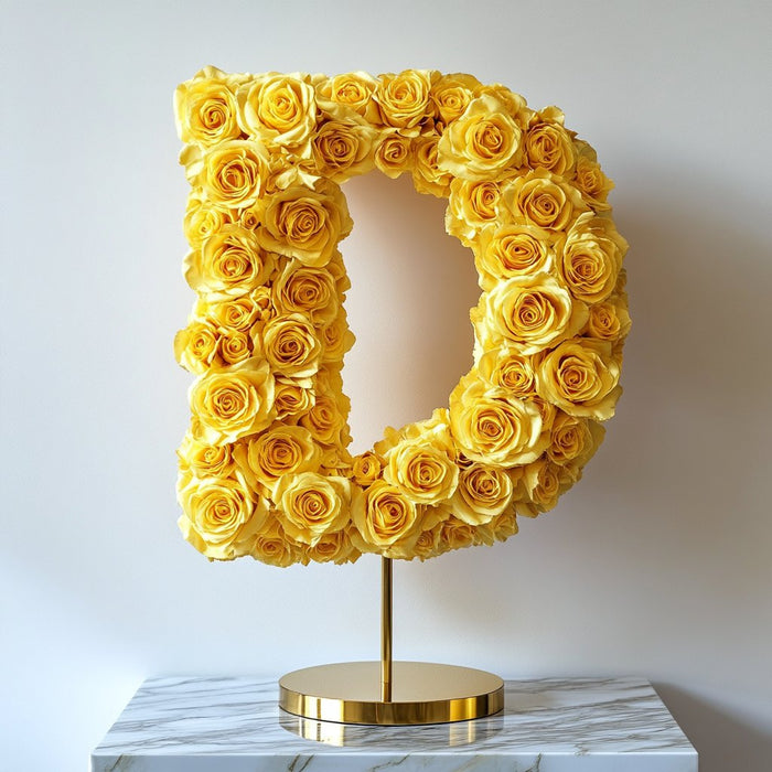 Elegant Standing Yellow Rose Letter D Lamp - Imaginary Worlds