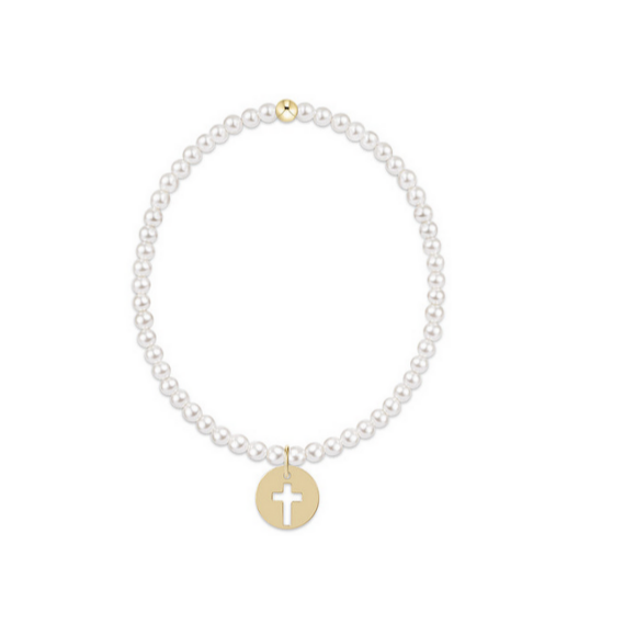 Enewton - Classic Pearl  3mm Bead Bracelet - Blessed Gold Disc - Findlay Rowe Designs