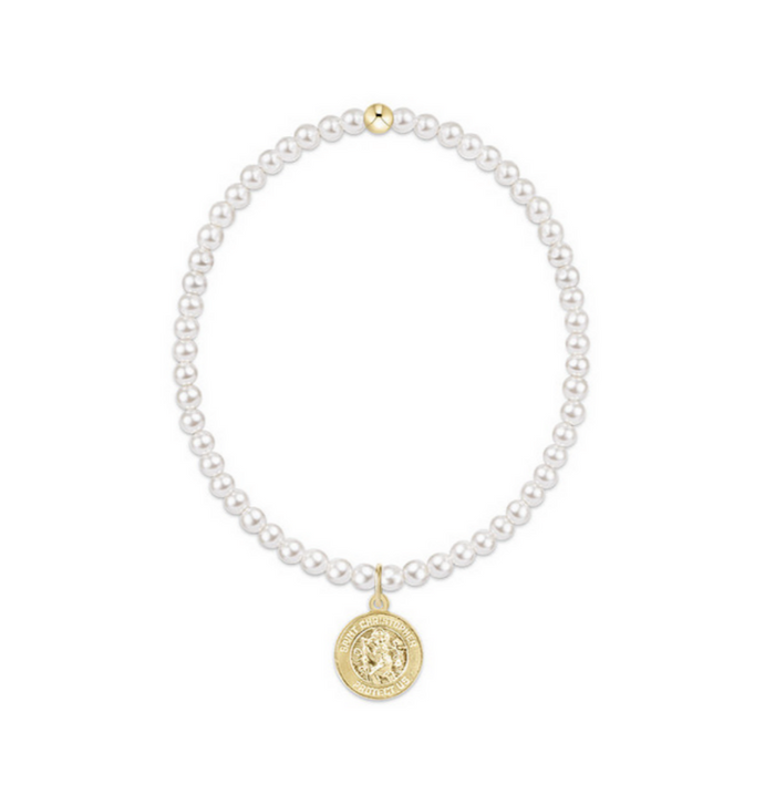 Enewton - Classic Pearl 3mm Bead Bracelet - Protection Gold Disc - Findlay Rowe Designs