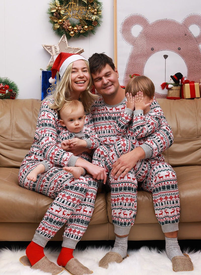 Family Matching Elks With Snowflakes Design Pajama