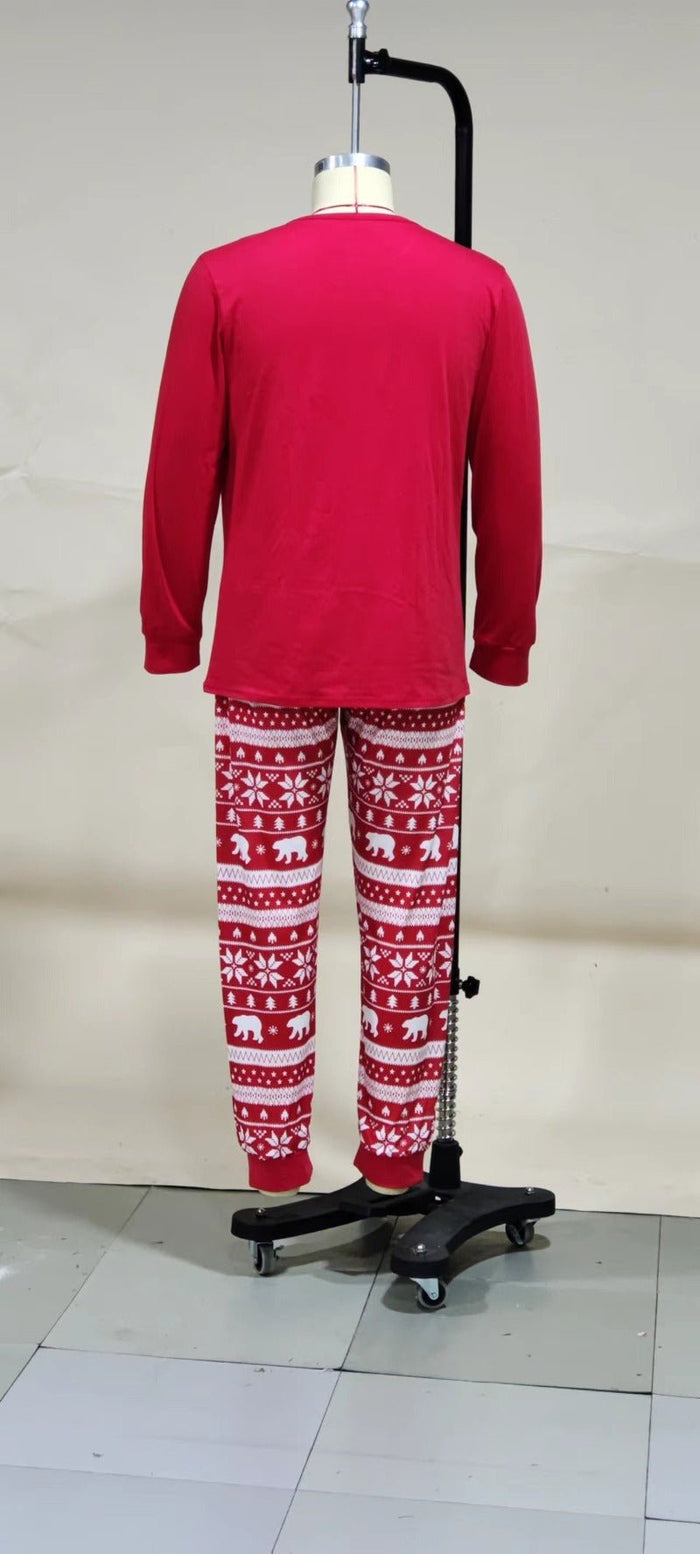 Family Matching Starlight Christmas Tree Print Design Red Pajama