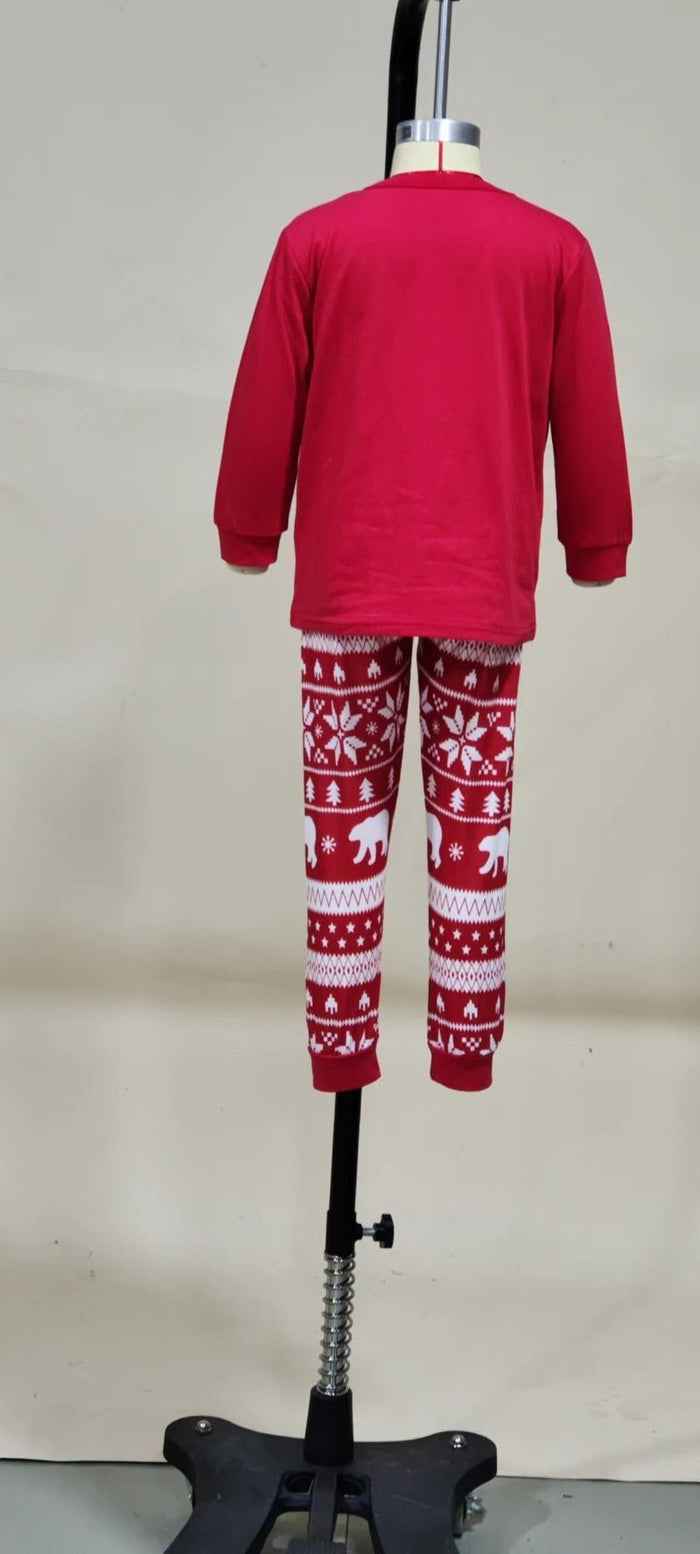 Family Matching Starlight Christmas Tree Print Design Red Pajama