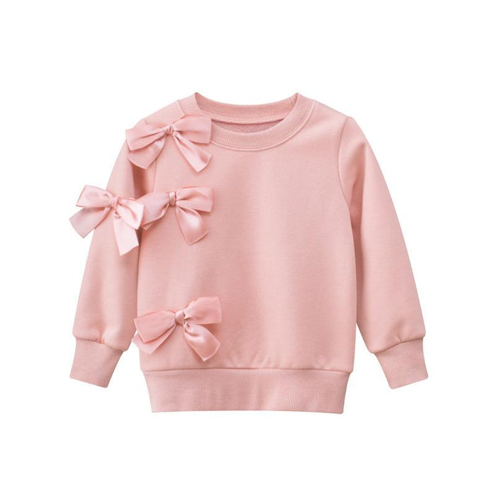 Fashionable Toddler Girl's Pink Bowknot Sweatshirt