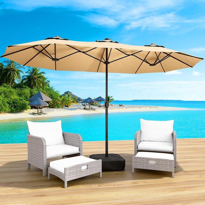 Fifteen Foot Double Sided Outdoor Terrace Umbrella