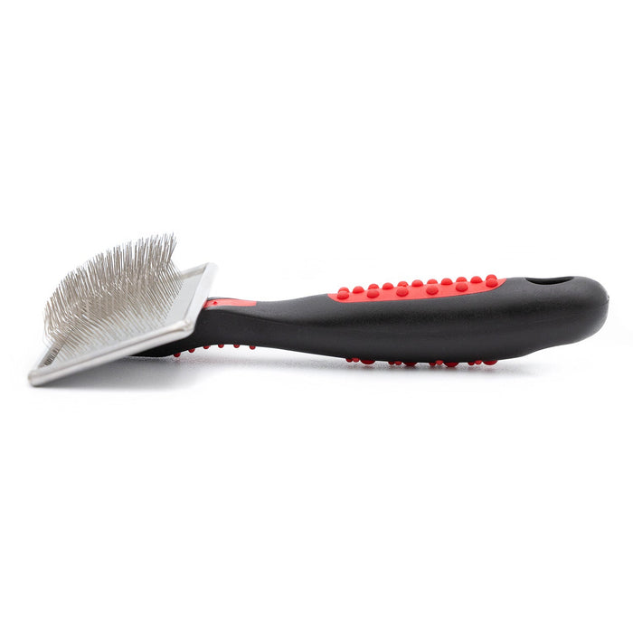 Fine-Bristle Pet Slicker with Red Grip