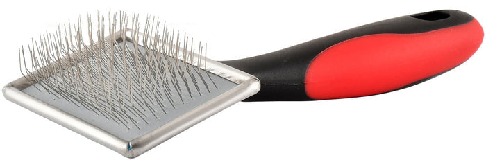 Fine-Bristle Pet Slicker with Red Grip