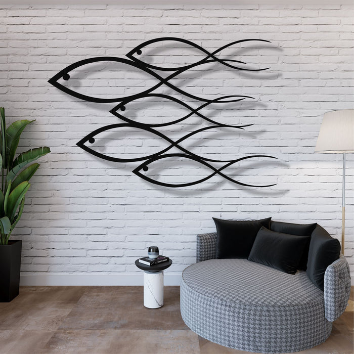 Fish Family Metal Wall Art