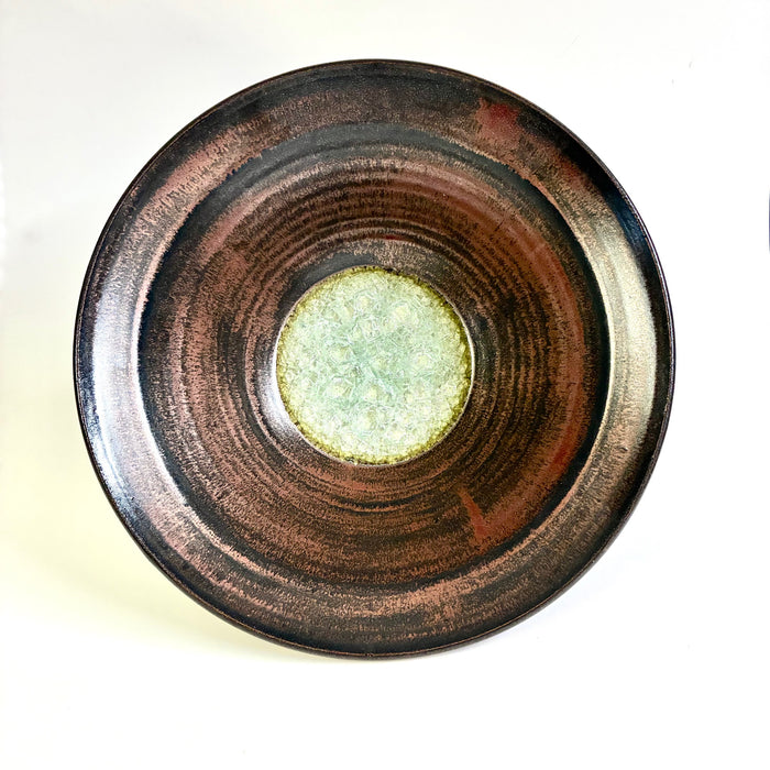 Flaired Glass Accent Stoneware Bowl 10" Ancient Copper