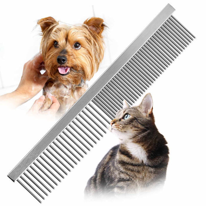 Flat-Back Fine-and-Coarse Pet Comb