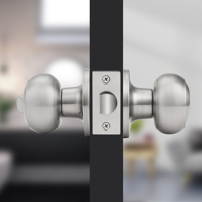 Flat Ball Knobs Privacy Door Lock Knobs Satin Nickel Finish DL609SNBK - Probrico