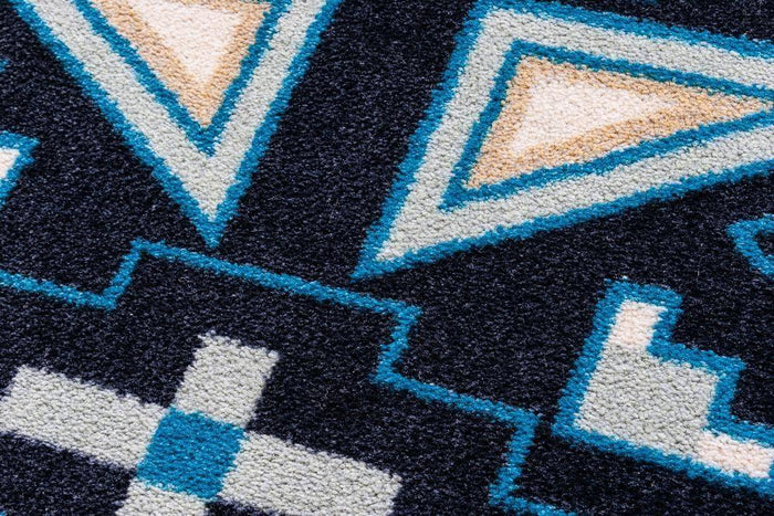 Four Rams Blue Contemporary Carpet Detail - Made in the USA - Your Western Decor