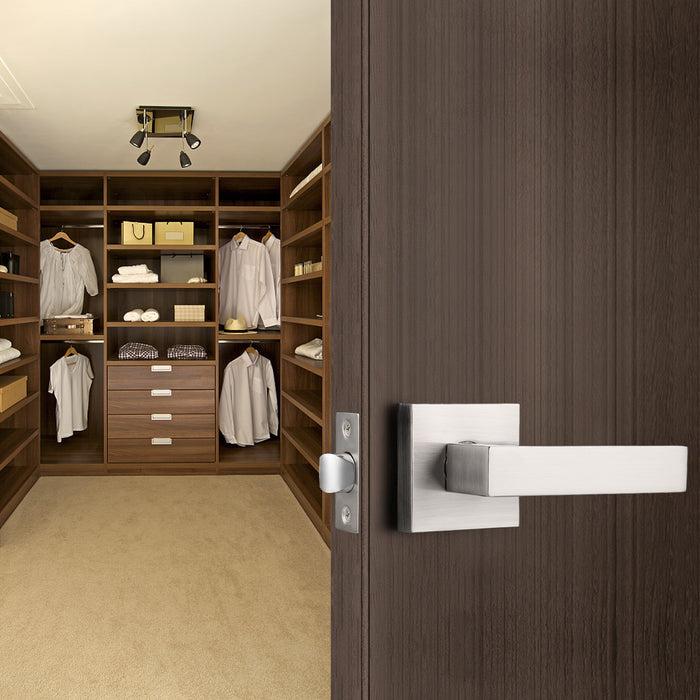 Front Door Levers and Double Cylinder Deadbolts Lock Set (Keyed Alike), Satin Nickel Finish - Probrico