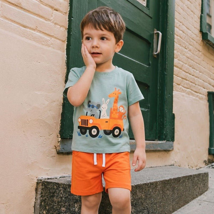 Fun Safari Animal Jeep Print Kids Summer Set