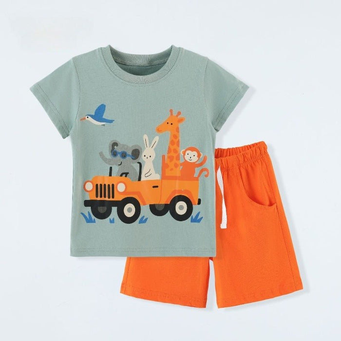 Fun Safari Animal Jeep Print Kids Summer Set