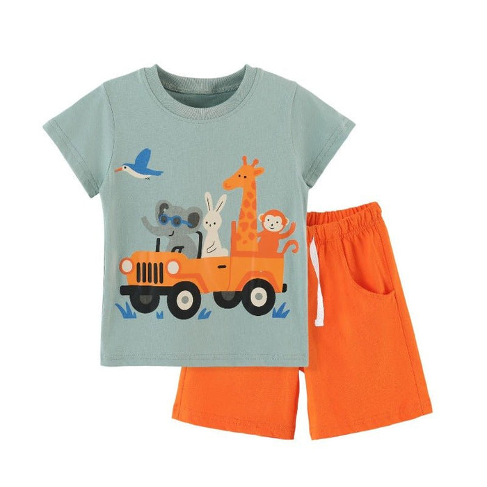 Fun Safari Animal Jeep Print Kids Summer Set