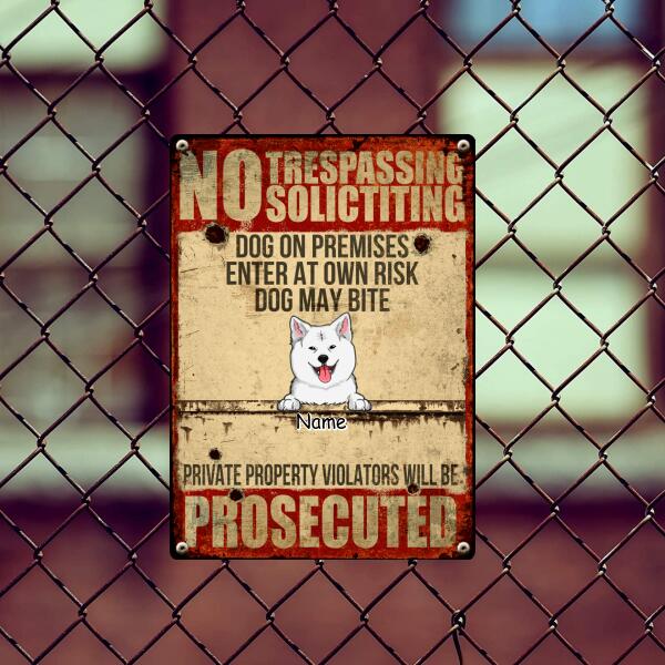 Funny Warning Signs, Gifts For Dog Lovers, No Trespassing Soliciting, Welcome Metal Signs