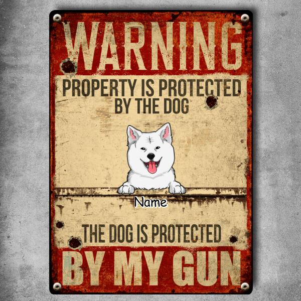 Funny Warning Signs, Gifts For Dog Lovers, Property Is Protected By The Dogs, Welcome Metal Signs