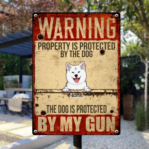 Funny Warning Signs, Gifts For Dog Lovers, Property Is Protected By The Dogs, Welcome Metal Signs