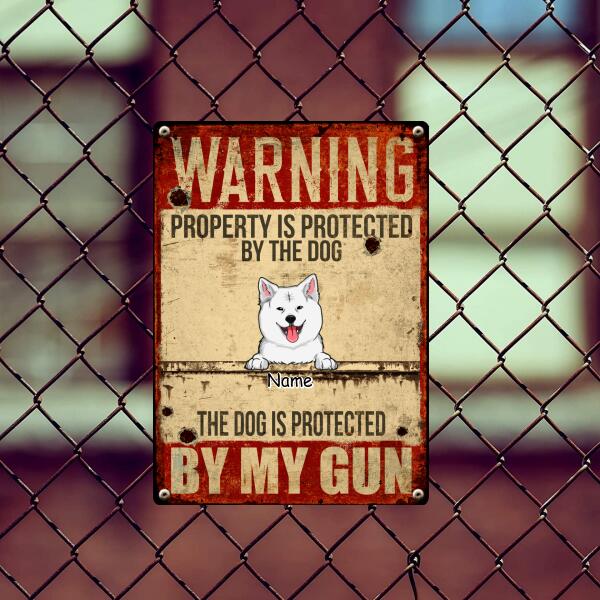 Funny Warning Signs, Gifts For Dog Lovers, Property Is Protected By The Dogs, Welcome Metal Signs