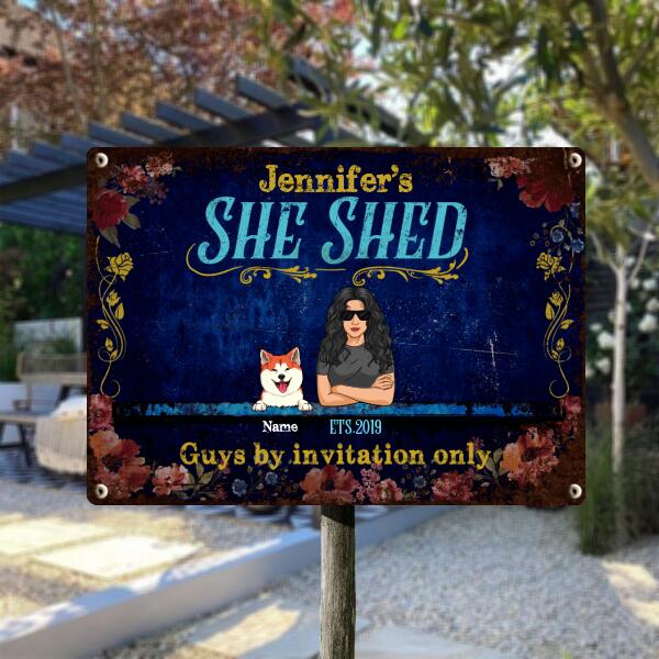 Funny Warning Signs, Gifts For Pet Lovers, She Shed Guys By Invitation Only, Welcome Metal Signs