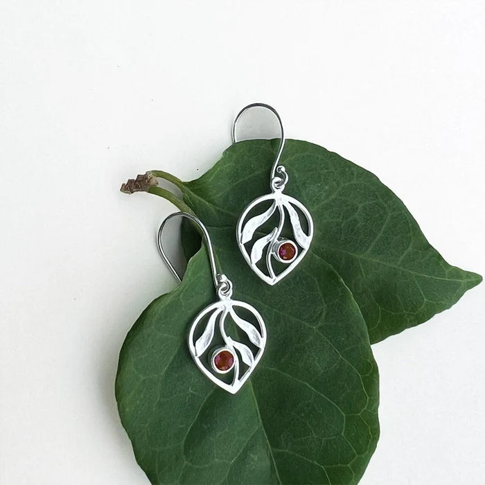 Garnet Leaf  Earrings